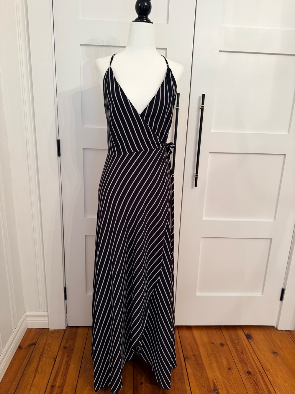 Bardot Black & White Striped Wrap Maxi Dress